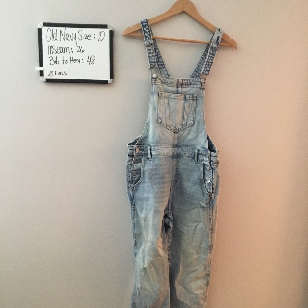 Denim distressed overalls